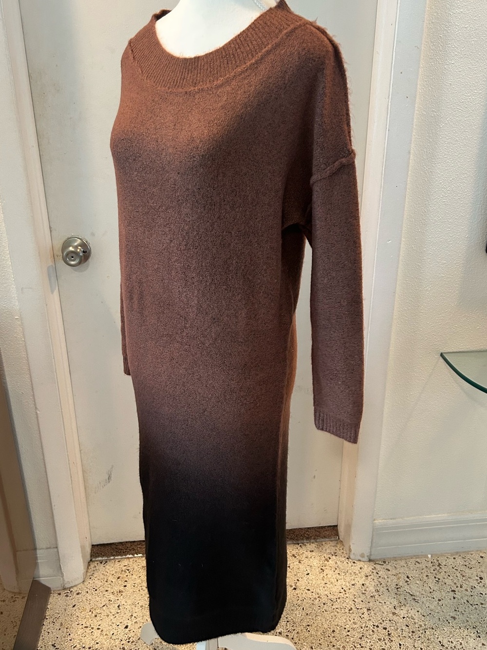 NWT Knit Ombre Long Sleeve Dress - Brown to Black